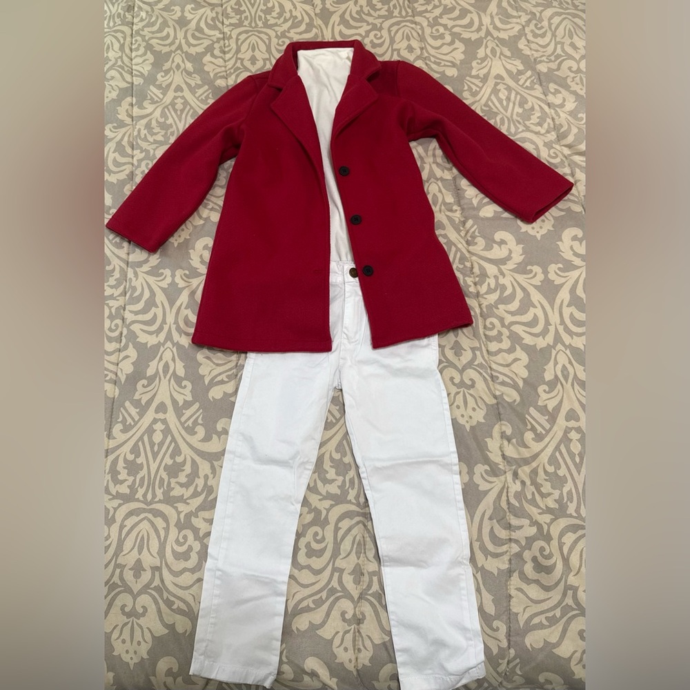 Red Coat with White Pants Set